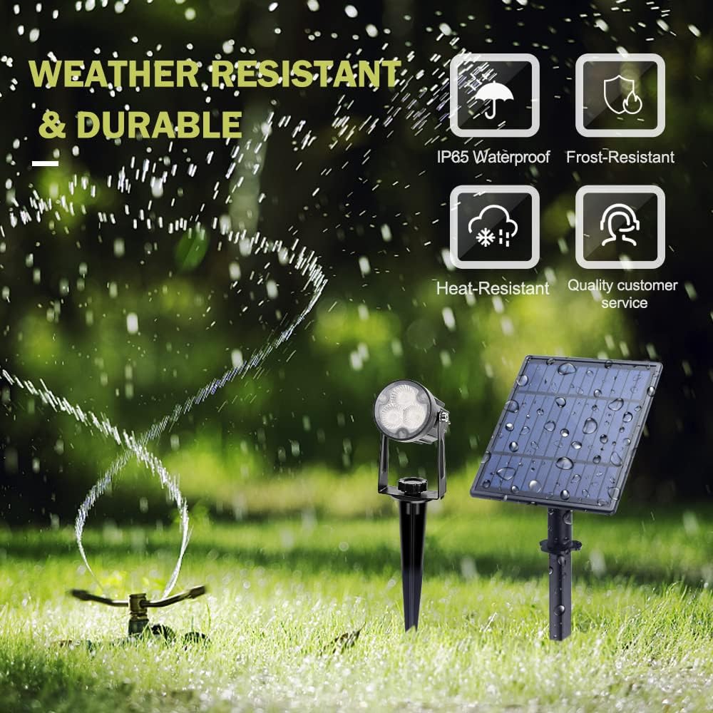 APONUO Metal Outdoor Solar Landscape Lights Solar Lights Outdoor Waterproof Solar Landscape Spotlight for Yard Landscape Lighting, Auto On/Off for Pathway,Driveway, Porch, Patio (Cool White)