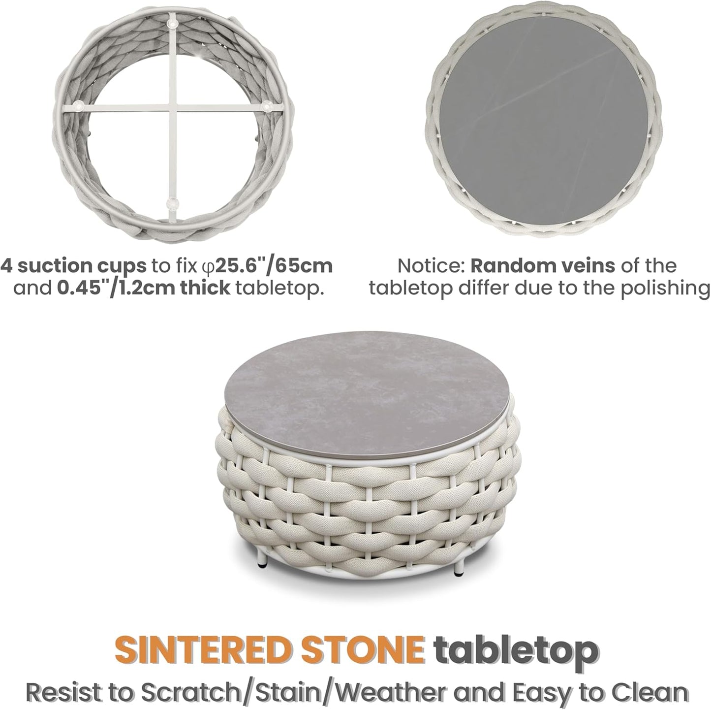 Woven Rope Outdoor Sofa Set: 4 Pieces Aluminum Patio Conversation Set Assembled - All Weather Cushioned Porch Furniture Couch - Modern Metal Lounge Set for Deck Yard Resort Hotel Sunroom, Beige