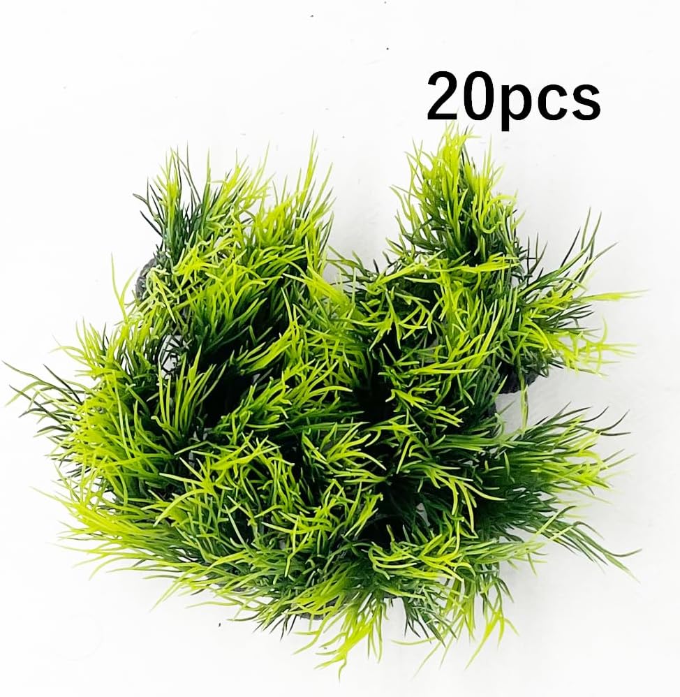 Smoothedo-Pets Aquarium Plants Fish Tank Decorations Small Size/2inch Ornament Plastic Artificial Plant Goldfish Waterscape Fish Hides Mini Grass Set (20pcs/Green)