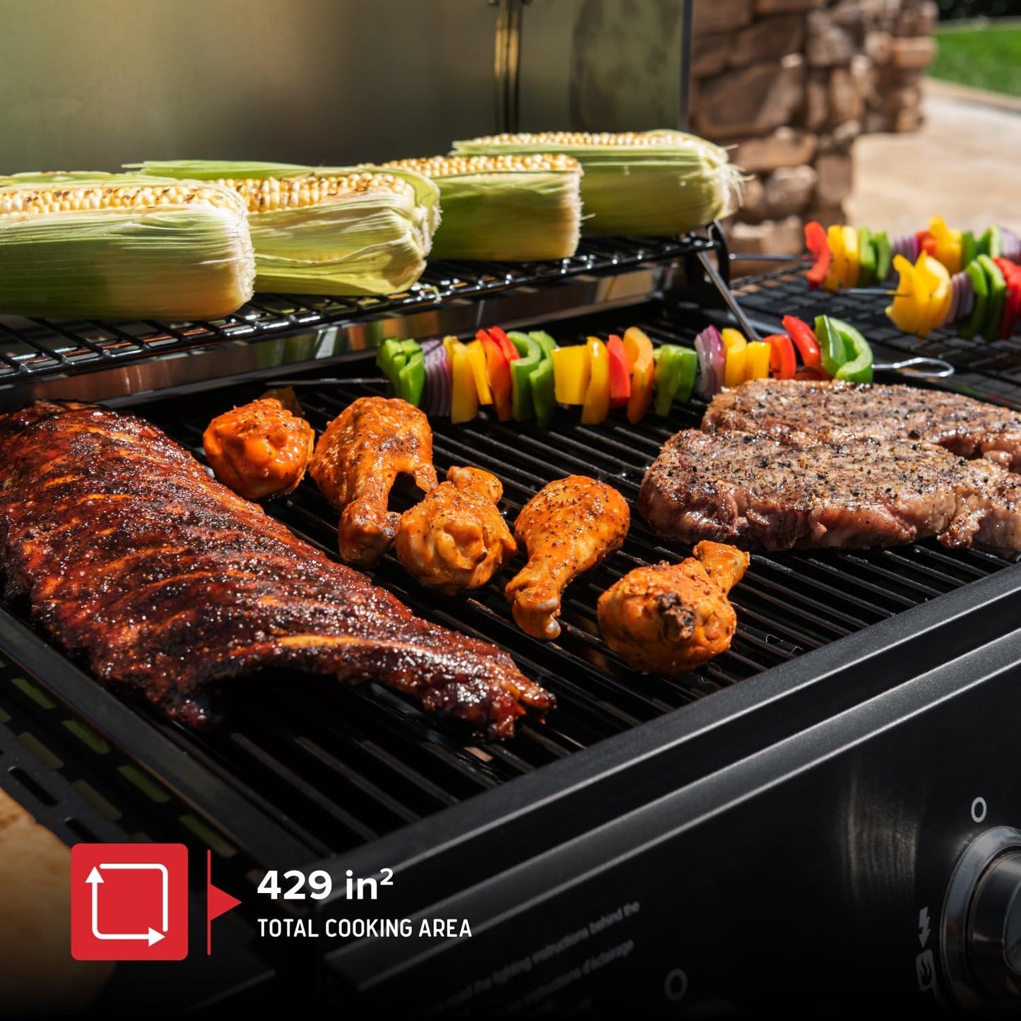 Nexgrill 3-Burner Propane Gas Grill with Side Tables, 27,000BTUs, Stainless Steel Lid, Spacious 429 SQ. In. Cooking Space, BBQ Grill for Outdoor Cooking, Patios, Parties, and More - 720-1012