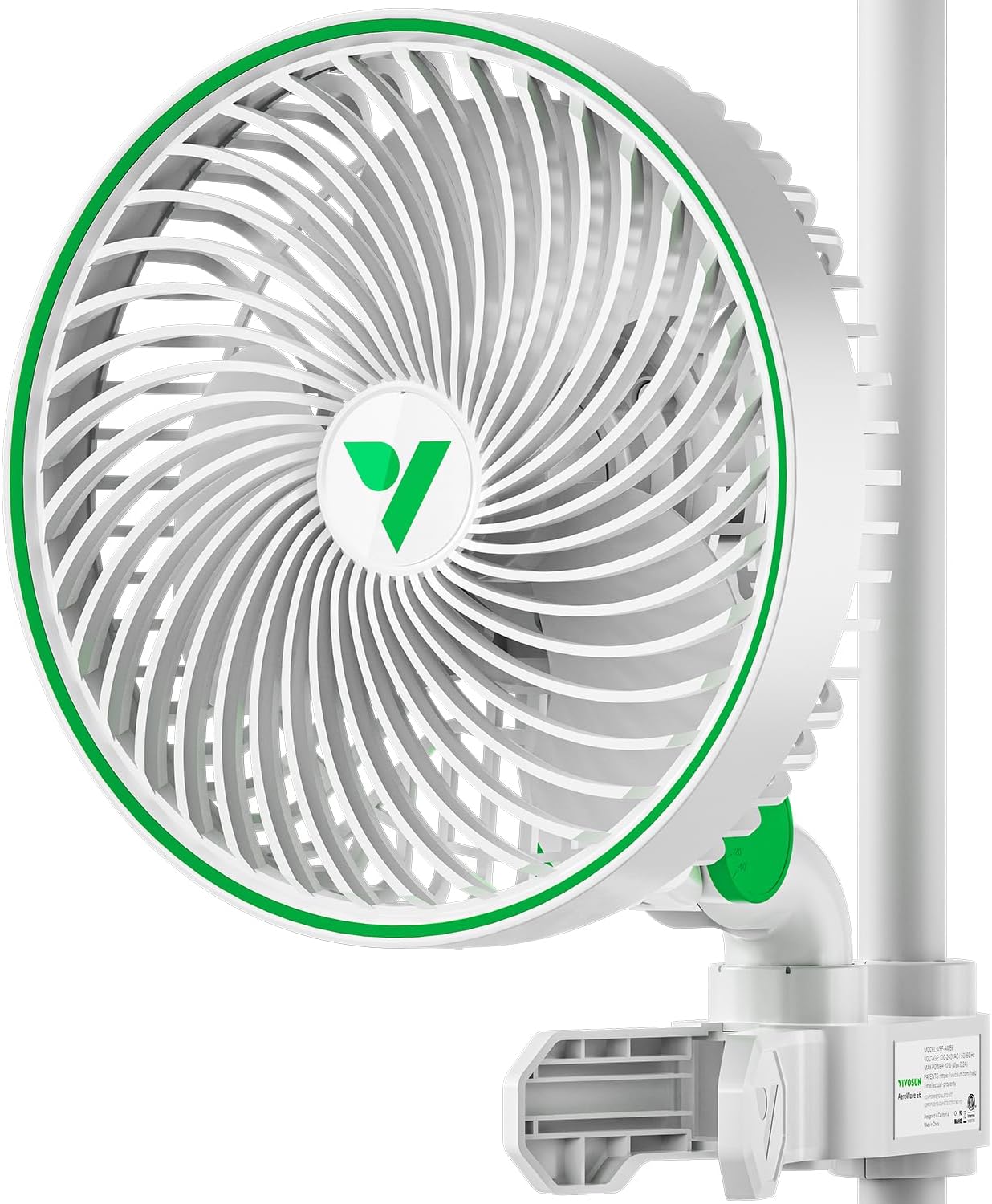 VIVOSUN AeroWave E6 Grow Tent Fan 6”, EC Motor, Smart Wifi Control, US Patented Auto Oscillating Clip fan, Weatherproof IP-54, Strong Airflow but Quiet for Hydroponic Ventilation Circulation, 1-Pack