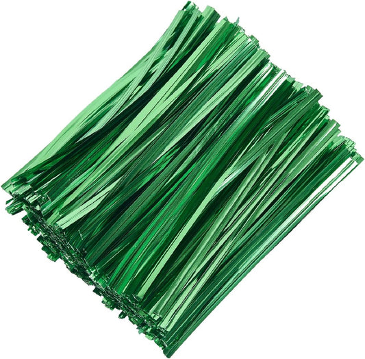 800 Pcs 4" Metallic Twist Ties(Green) for Bakery Ties, Candy Bags, Coffee Bags, Goodie Bags Ties