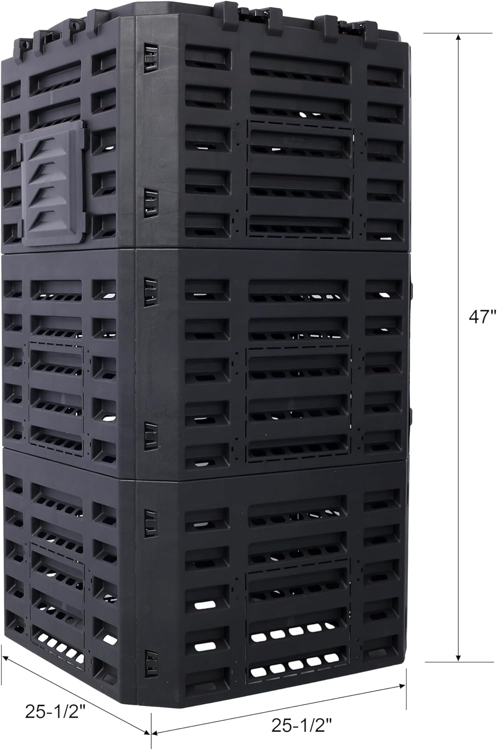 Black Garden Composter Bin - 132 Gallons of Recycled Plastic for Easy Assembly & Aerating Composting – Create Fertile Soil with Lightweight Outdoor Compost Box