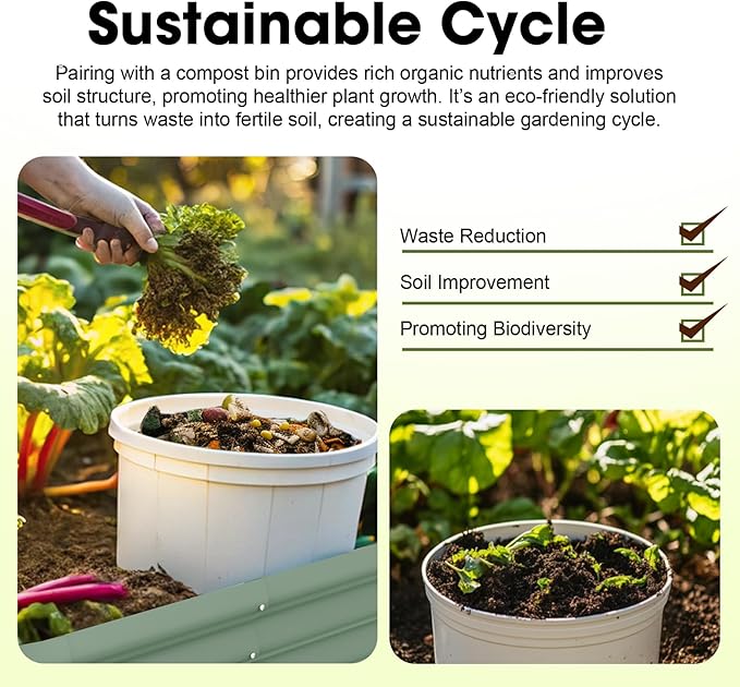 5x3x1ft Oval Galvanized Raised Garden Bed Outdoor 9-in-1 Large Metal Modular Planter Box Raised Beds for Gardening,Vegetables,Fruits,Flowers & Herbs (Green)