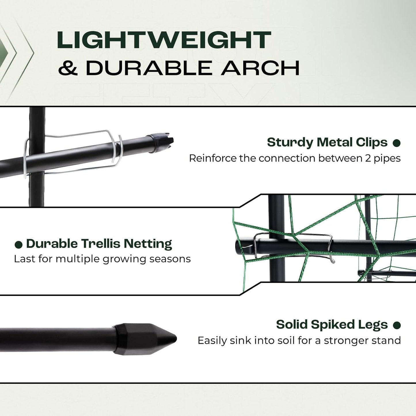Idzo Garden Arch Trellis, 88in Tall Stainless Steel Tunnel Vegetable Trellis w PE Coating Protect Against Rust, Space-Saving & Durable Cucumber Trellis for Climbing Plants Outdoor, Minimal Maintenance