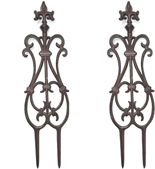 Ornate Cast Iron Garden Edging Fence（28" Tall） - 2 Pack Heavy Duty Metal Border for Lawn, Patio & Landscaping HC8775