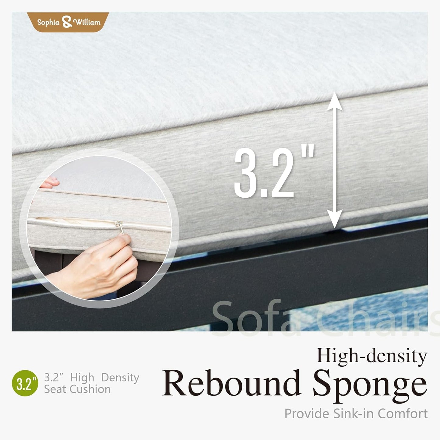 Sophia & William 7 Piece Outdoor Patio Furniture Set, Metal Sectional Sofa Patio Conversation Set with Cushions-2 x Single Sofa with Side Table, 2 x Single Chair, 2 x Loveseat, 1 x Tea Table