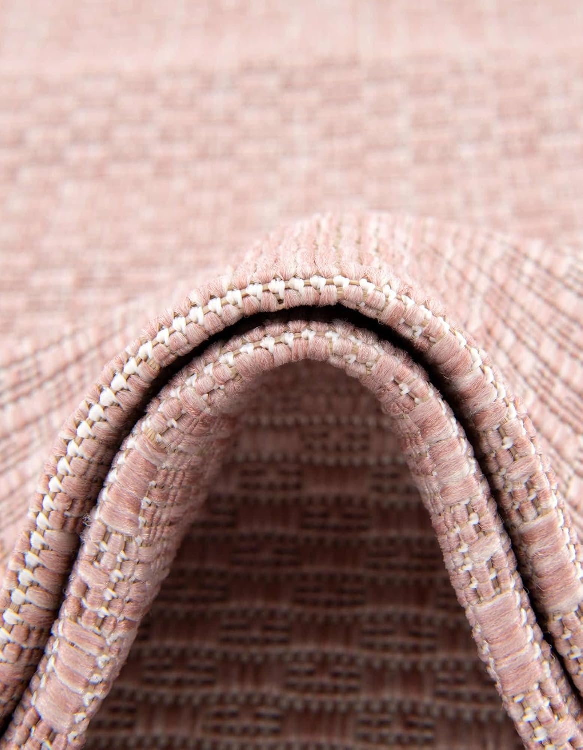 Unique Loom Collection Casual Transitional Solid Heathered Indoor/Outdoor Flatweave Area Rug (7' 10" Round, Whisper Pink/Ivory)