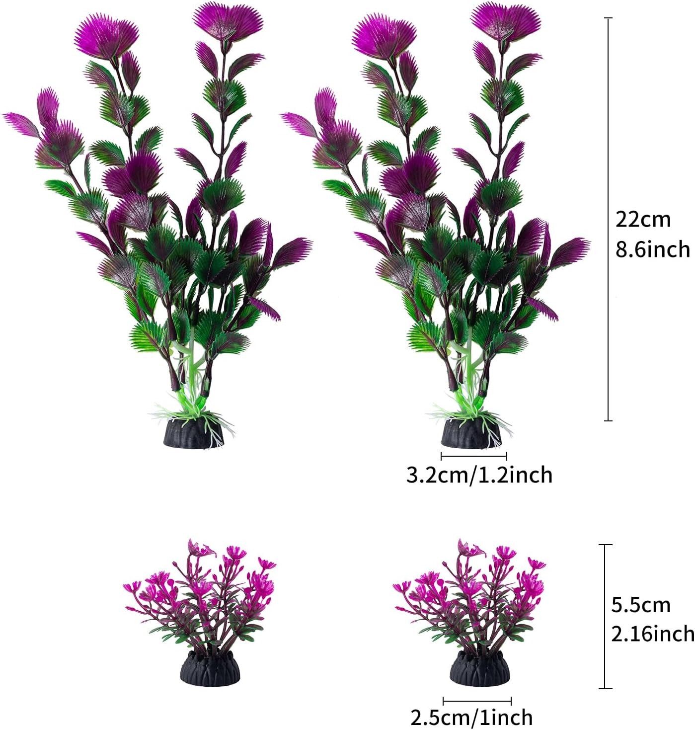 COMSUN 25 Pack Artificial Aquarium Plants, Small Size 4 inch Approximate Height Fish Tank Decorations Home Décor Plastic Light Purple