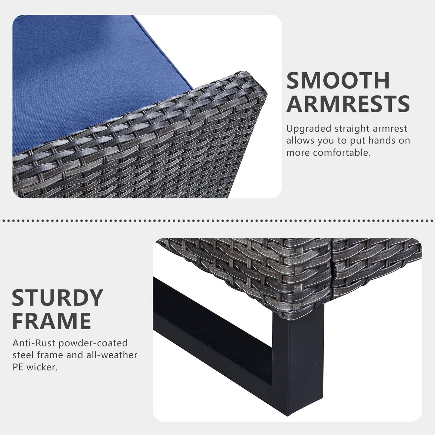 HUMMUH 7 Piece Patio Furniture with Fire Pit 30in 55,000 BTU,PE Wicker Outdoor Conversation Sets - Couch,Patio Chairs and Ottomans,Side Table for Porch,Garden,Backyard