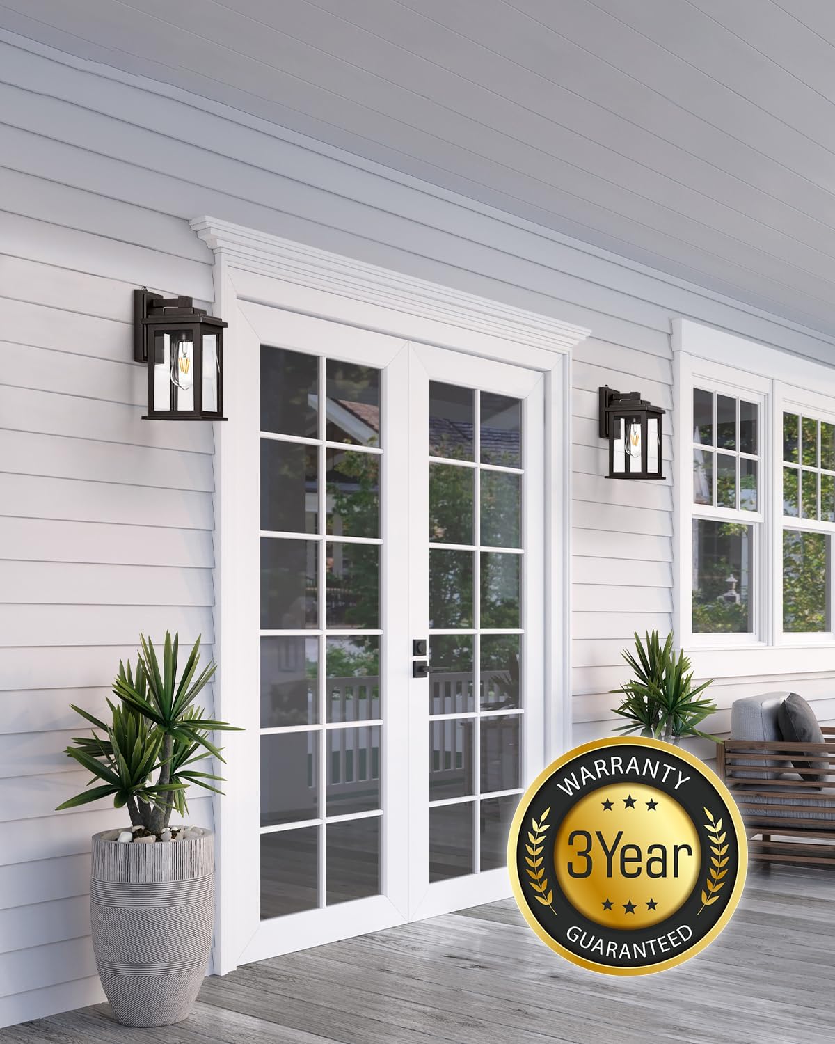 VIANIS Bronze Outdoor Wall Lights, Dusk to Dawn Led Outdoor Light, Aluminum Exterior Lighting Fixtures, Waterproof Porch Lights Outdoor for House, Doorway, Garage,Hardwired, Non-Solar