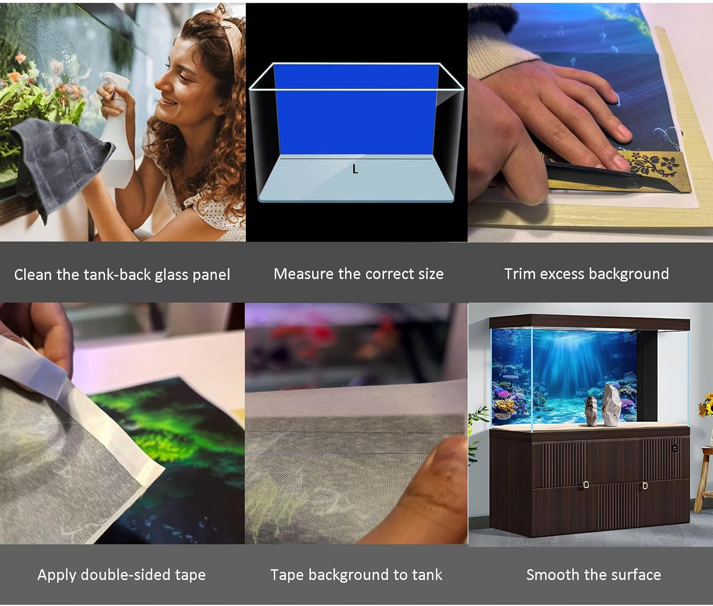 Aquarium Background Exquisite Underwater Grass Leaves with Pebbles Aquarium Backdrop Vivid Green Aquatic Plant Stone with Dead Woods and Fresh Leaves Fish Tank Wallpaper 72x18in