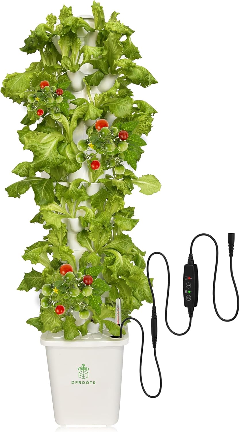 Hydroponic Tower Growing System，45 Pods Vertical Garden，Suitable for Indoor and Greenhouse, Grow Herbs and Vegetables，Houseplant Farming with Water Circulation and Automatic Timer