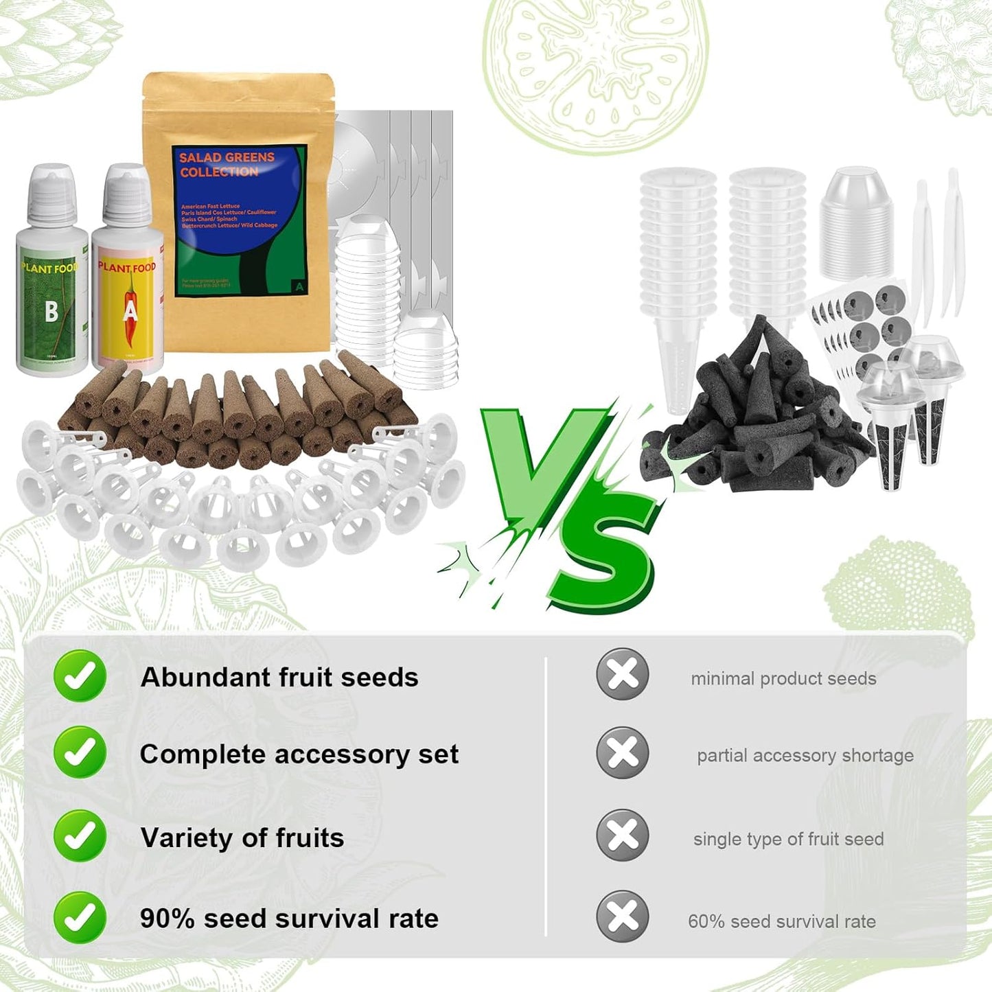 inbloom 18-Pod Salad Greens Seed Pod Kit for AeroGarden, Ahopegarden, Gardencube Hydroponic Garden with Spinach, Buttercrunch, Paris & American Lettuce, Swiss Chard, Wild Cabbag – Mothers Day Gift