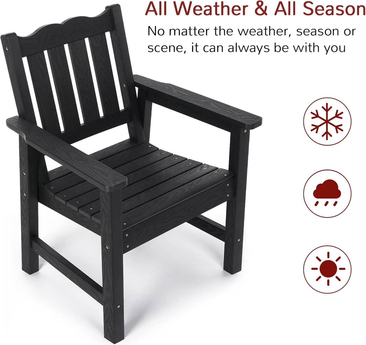 Stoog 3 Piece Patio Bistro Set, All-Weather Garden Chairs Set of 2 with Table, 400 lbs Support Garden Chair, Black