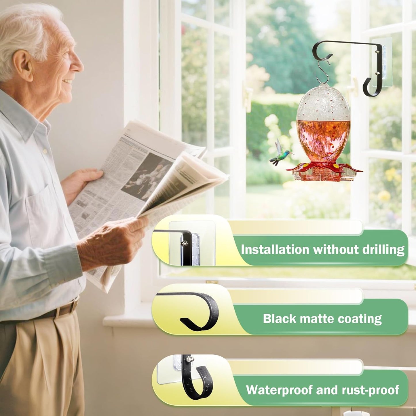 Bird Feeder Hanger Window Mount: Metal Hanging Bird Feeder 6Inch - Geometric Window Hummingbird Feeder - for Outside Decorative - 4pcs