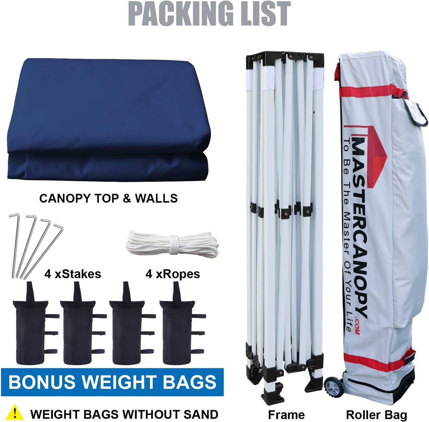 MASTERCANOPY Heavy Duty Pop-up Canopy Tent with Sidewalls (10x15,Navy Blue)