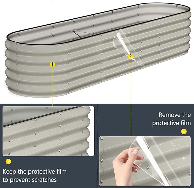 Kesfitt Galvanized Raised Garden Bed Kit,18" Tall 7-in-1 Outdoor Metal Planter Boxes with Safety Edging,8×2×1.5FT Modular Large Steel Raised Beds for Gardening Vegetables Fruits Flower