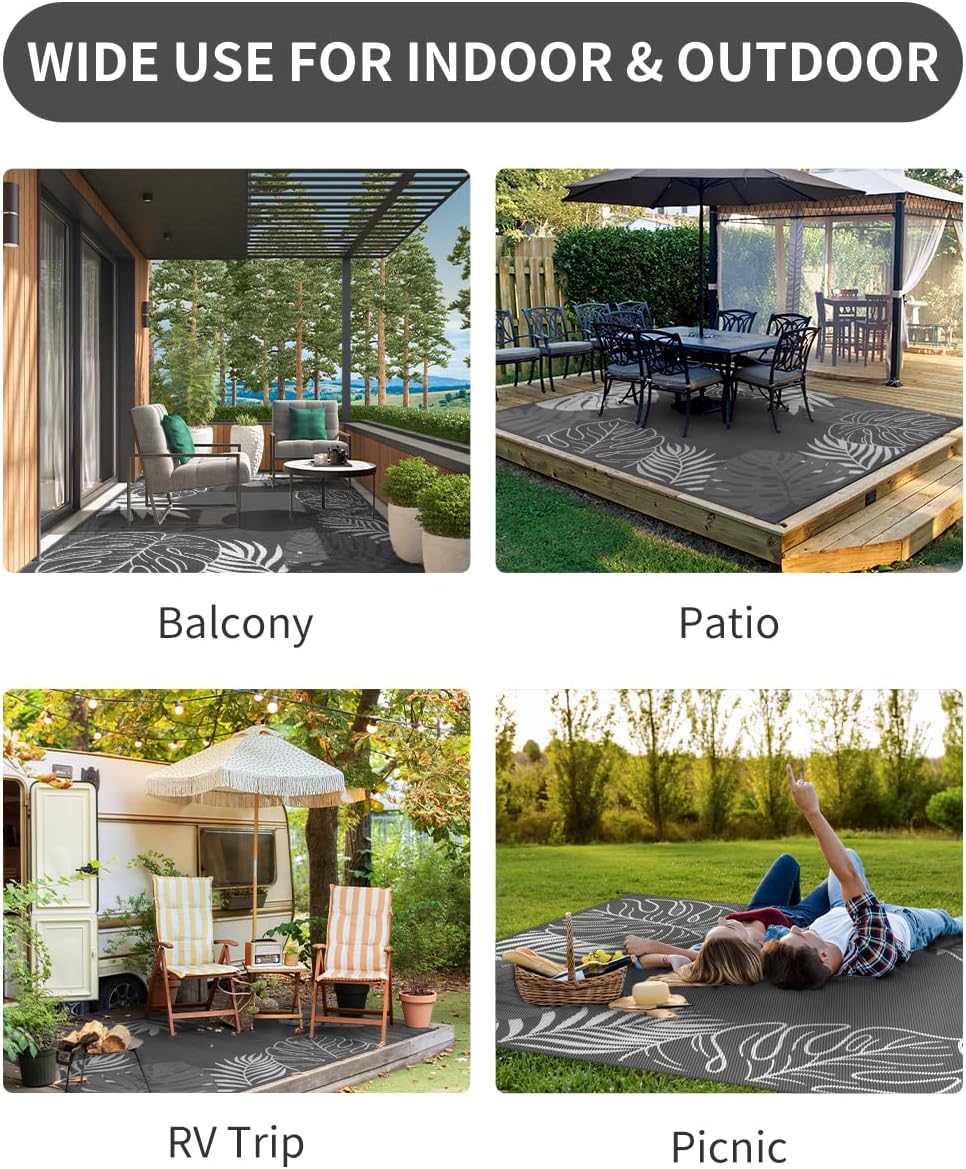 COCOER Tropical Outdoor Rug 8x10 Reversible-Waterproof Patio Rug-Quick Dry Outdoor Carpet-Outdoor Area Rugs Indoor Outdoor Rugs-Outside Rug Patio Decor for Porch Deck Balcony Backyard