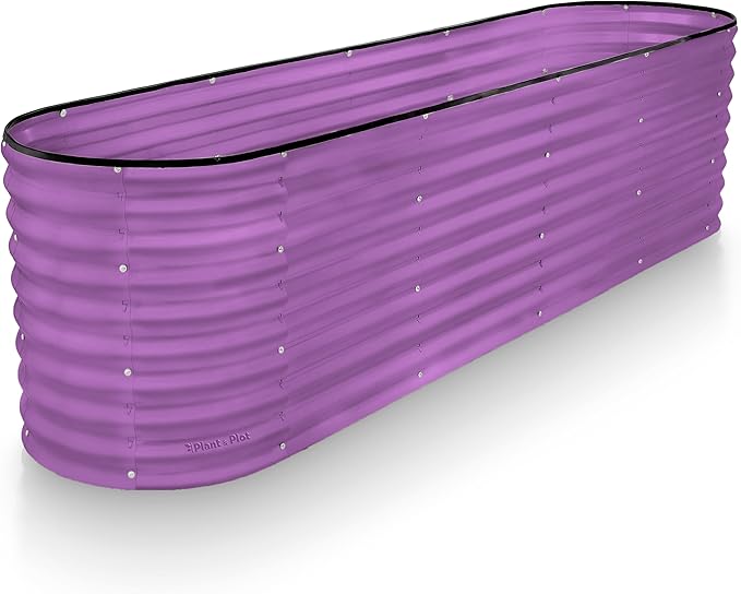 Galvanized Raised Garden Beds Outdoor // 8×2×2 ft Planter Raised Beds for Gardening, Vegetables, Flowers // Large Metal Garden Box (Purple) // Patented Tool-Free Design
