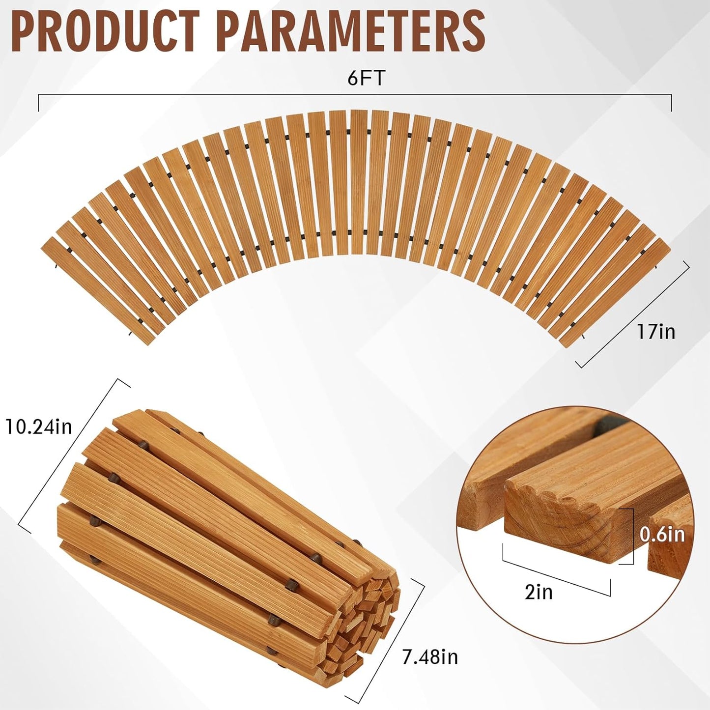6FT Wooden Garden Pathway,Outdoor Roll Out Decorative Curved Walkway,Weather-Resistant Patio Path,Non-Slip Pavers Boardwalk for Garden, Backyard, Beach, Wedding Party Pathways