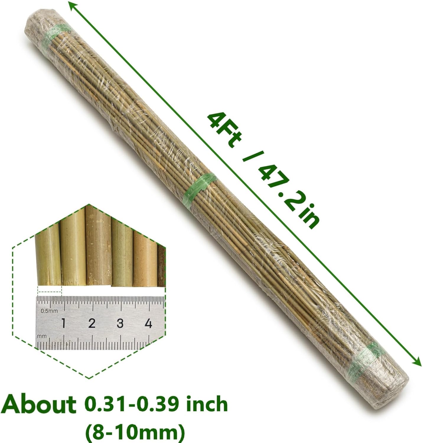 70 Pcs Bamboo Stakes, 4 Feet Natural Bamboo Garden Stakes for Plant, Garden Bamboo Plant Sticks for Plants Support, Tomato, Beans, Vegetable, Trees and Climbing Plants