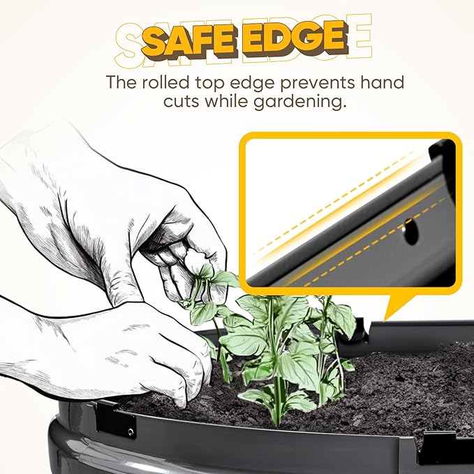 KING BIRD Raised Garden Bed Kit 2025 Upgraded 10-Minute Assembly Galvanized Planter Garden Box Outdoor for Gardening, Vegetables, Flowers, 47x24x12 in, Dark Grey