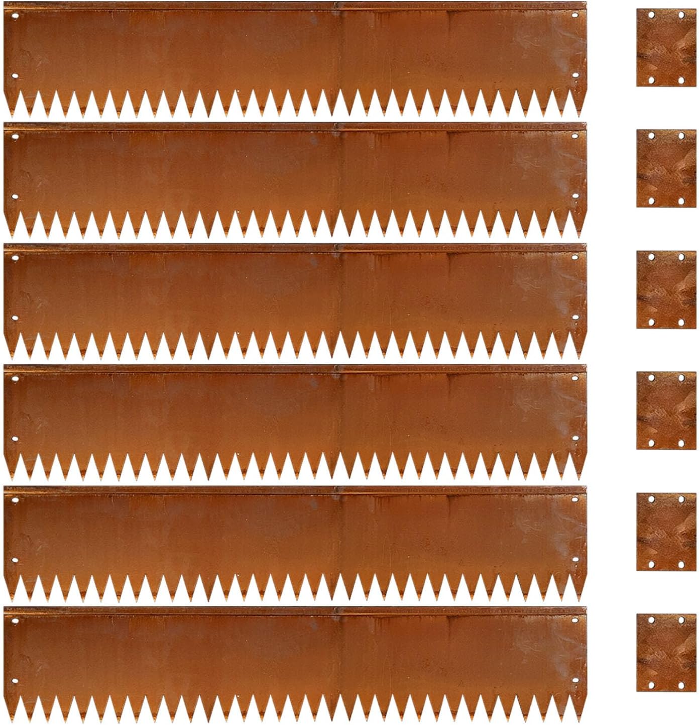 Cor Ten Steel Metal Landscape Edging 40 inch with Top Bending Protection Pre-Rusted Cor Ten Steel Garden Edging 8 Inch Depth 180 Degree Bend 6 Pack for Lawn Yard (8 inch-180 Degree Bend, Rusted)