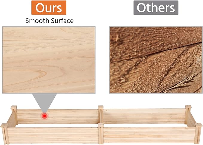 Yaheetech 8×2ft Wooden Horticulture Raised Garden Bed Divisible Elevated Planting Planter Box for Flowers/Vegetables/Herbs in Backyard/Patio Outdoor, Natural Wood, 95 x 25 x 11in