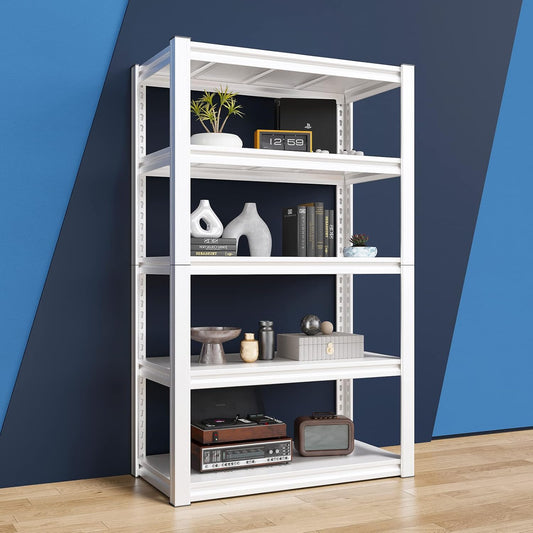 Raybee Garage Shelving Heavy Duty 2000LBS Storage Shelves Heavy Duty Shelving 5 Tier White Metal Shelves Pantry Shelf for Kitchen Closet Basement Warehouse 16.5" D x 32" W x 63" H