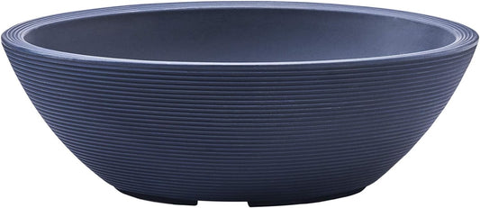 Crescent Garden Delano Oval Planter Bowl, Succulent Garden, Unique Indoor/Outdoor Double-Walled Plant Bowl with Plug- Oval Shape - 30" L x 21" W x 10" H (Midnight Blue)