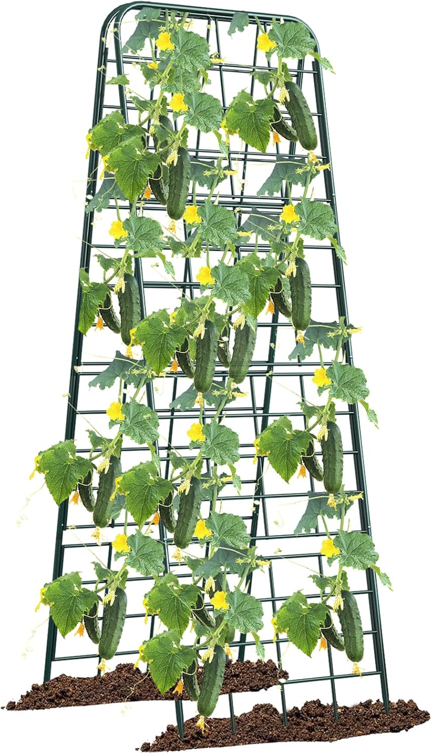 Heavy Duty 50"x17" Adjustable A-Frame Trellis for Climbing Plants – Rust-Proof Metal Garden Trellis with Dense Grid Design, Perfect for Raised Beds, Tomatoes, Cucumbers & Outdoor Vines (Green, 1 Pcs)