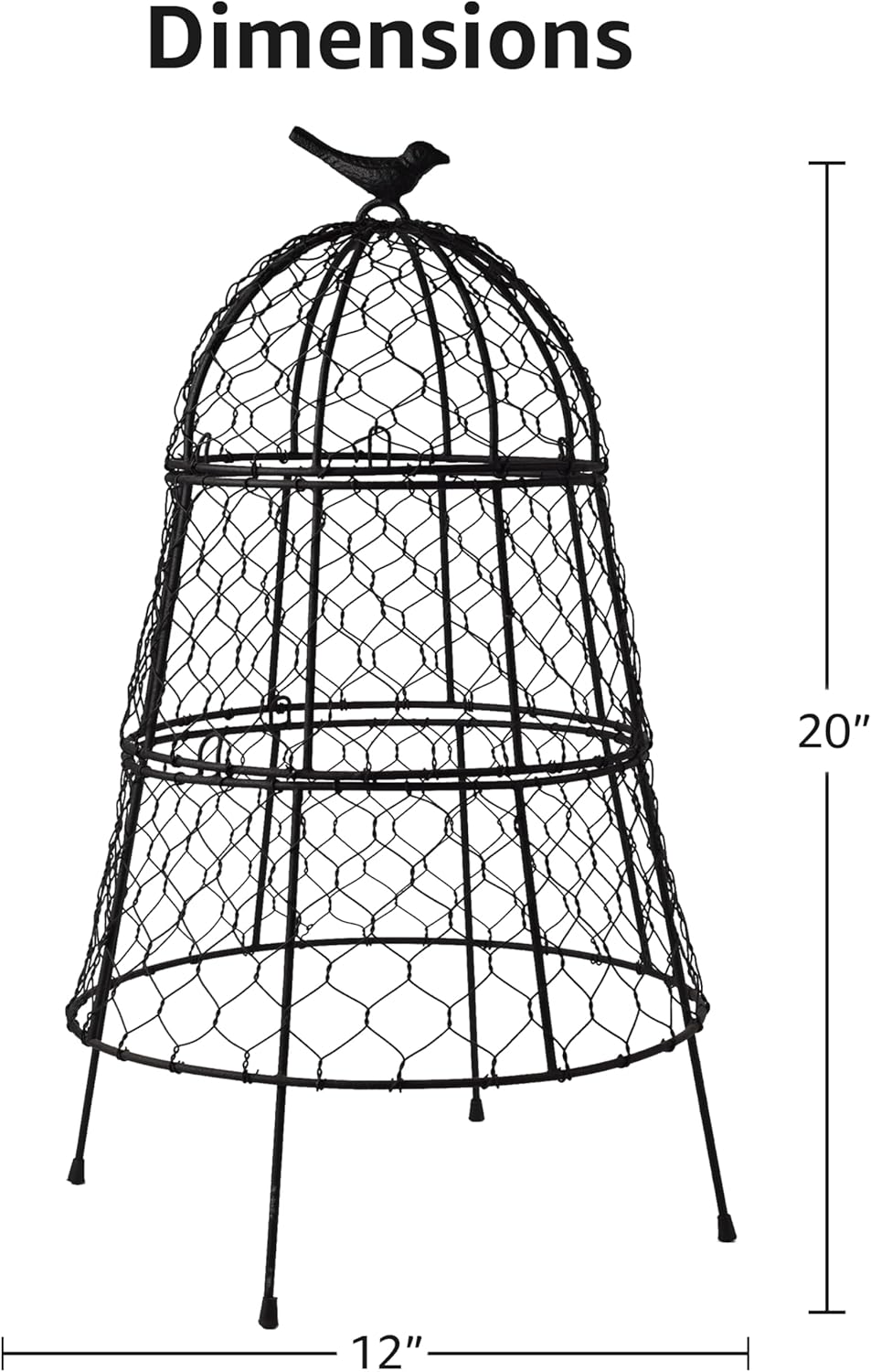 Pack of 12 Heavy-Duty Chicken Wire Plant Cloches – Rustproof Garden Protectors and Plant Cages for Vegetables and Flowers – Safeguard Plants from Deer and Critters – 20” x 12”