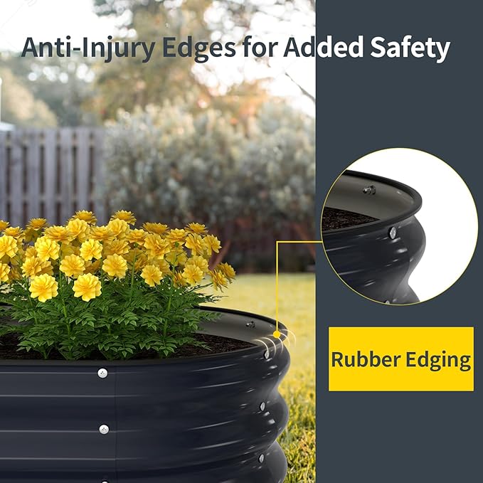 Kesfitt Raised Garden Bed Kit,Outdoor Galvanized Planter Raised Boxes with Safety Edging and Gloves,Large Metal Raised Garden Beds for Gardening Vegetables,Fruits,Flower(4x2x1FT)