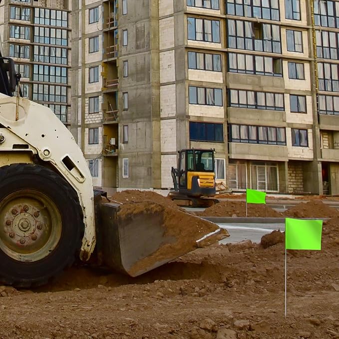 Zozen Marking Flags, Green Color | 1000 Pcs | 15x4x5 Inch, Yard Flags for Lawn & Irrigation & Landscape & Sprinkler & Survey & Dog Training.