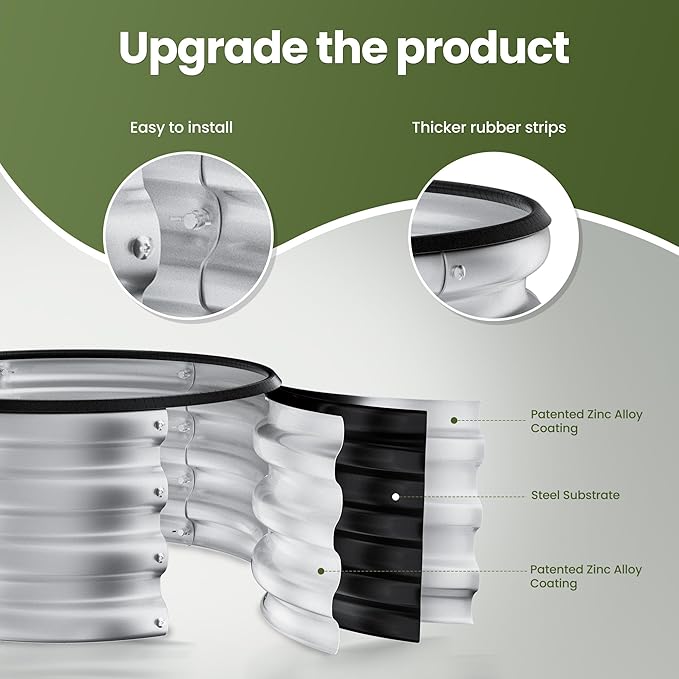 ZXZYHFTY Round Galvanized Raised Garden Bed kit,Black Outdoor Garden Raised Planter Box, Round Large Metal Raised Garden Beds for Vegetable 2 * 2 * 1ft 1 Pack