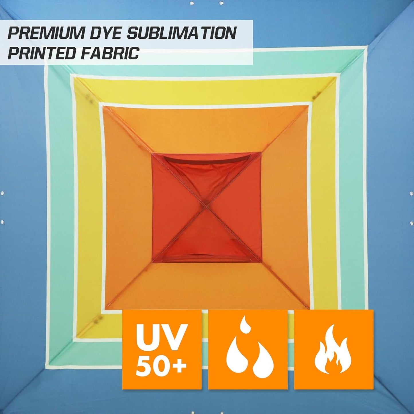 EAGLE PEAK Pop Up Canopy Tent with Wheeled Carry Bag, 8 Stakes, 4 Ropes, 4 Weight Bags, Easy Set Up Tent Canopy, 10x10 ft, 100sqft of Shade, Retro Stripe Multi