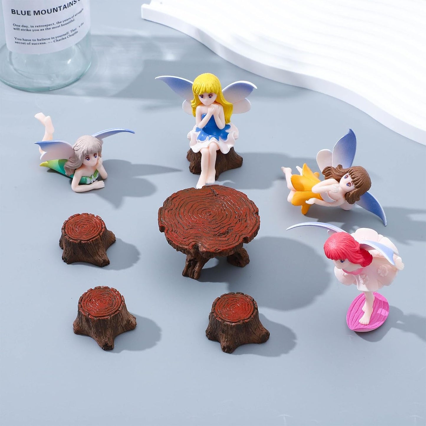 ONEST 9 Pieces Miniature Fairy Garden Accessories Small Fairy Figurines Hand Painted Fairies Figures for Car Decor Garden Flower Pot Birthday Cake Topper