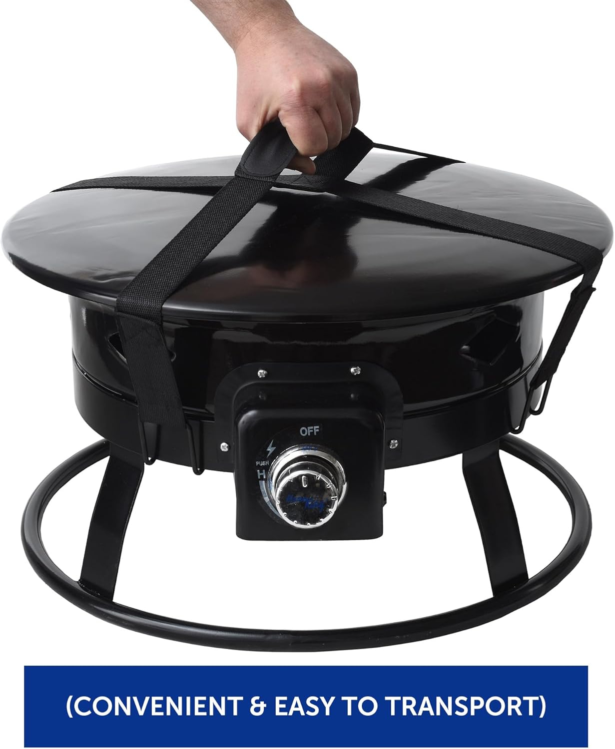 Flame King Smokeless Propane Fire Pit, 19-inch Portable Firebowl, 58K BTU with Self Igniter, Cover, & Carry Straps for RV, Camping, & Outdoor Living