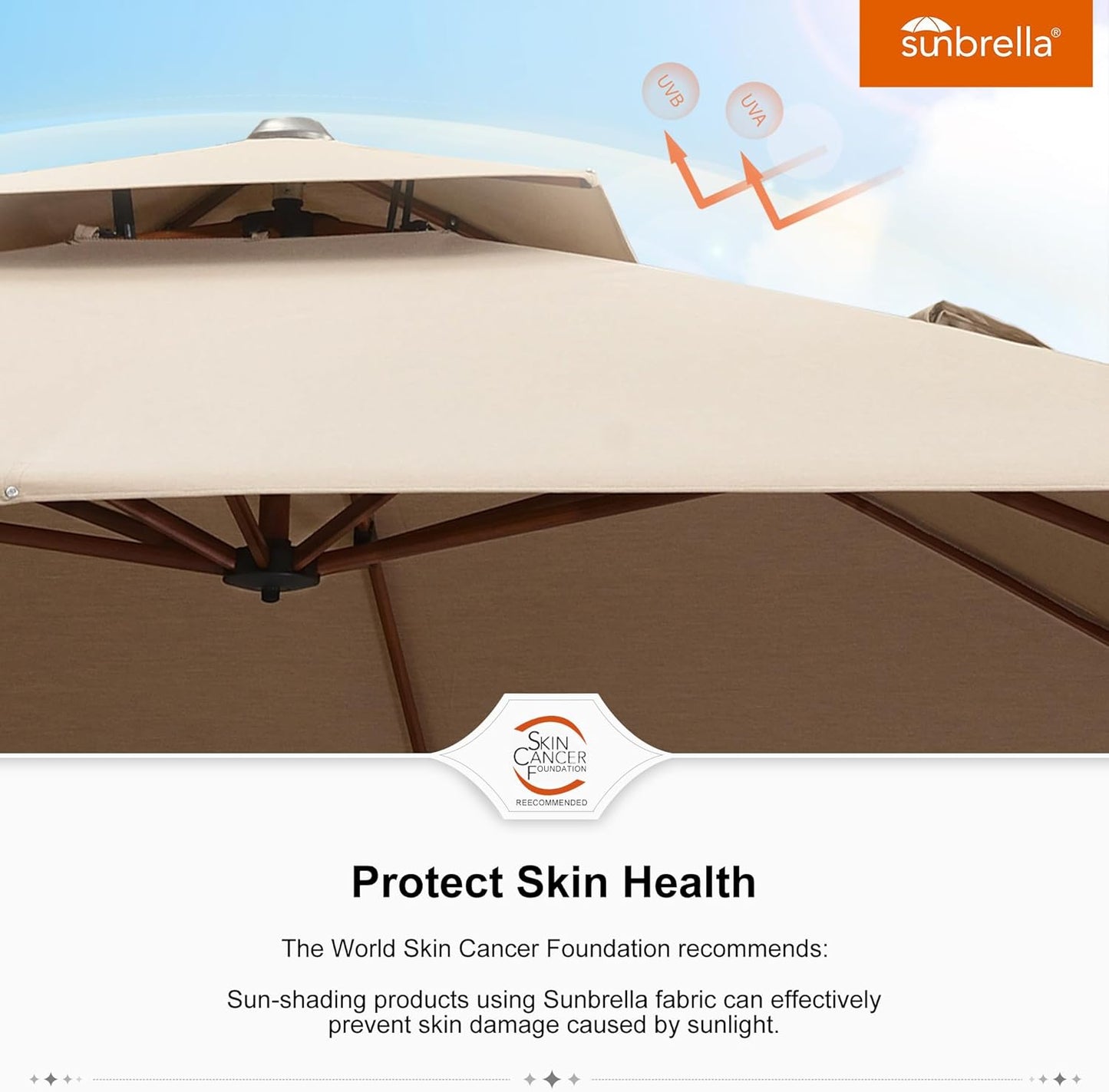 PURPLE LEAF 12' X 12' Patio Large Cantilever Umbrella Outdoor Wood Umbrellas Offset Umbrella Heavy Duty Sun Umbrellas for Garden Deck Pool, Heather Beige