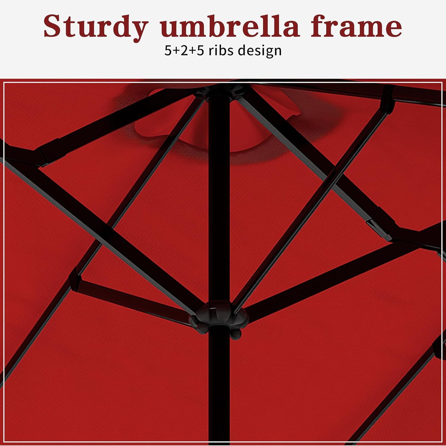 Vongrasig 15FT Large Patio Umbrella with Base Included, Outdoor Double sided Umbrellas with Crank Handle, Rectangle Table Umbrella for Pool Lawn Garden Market