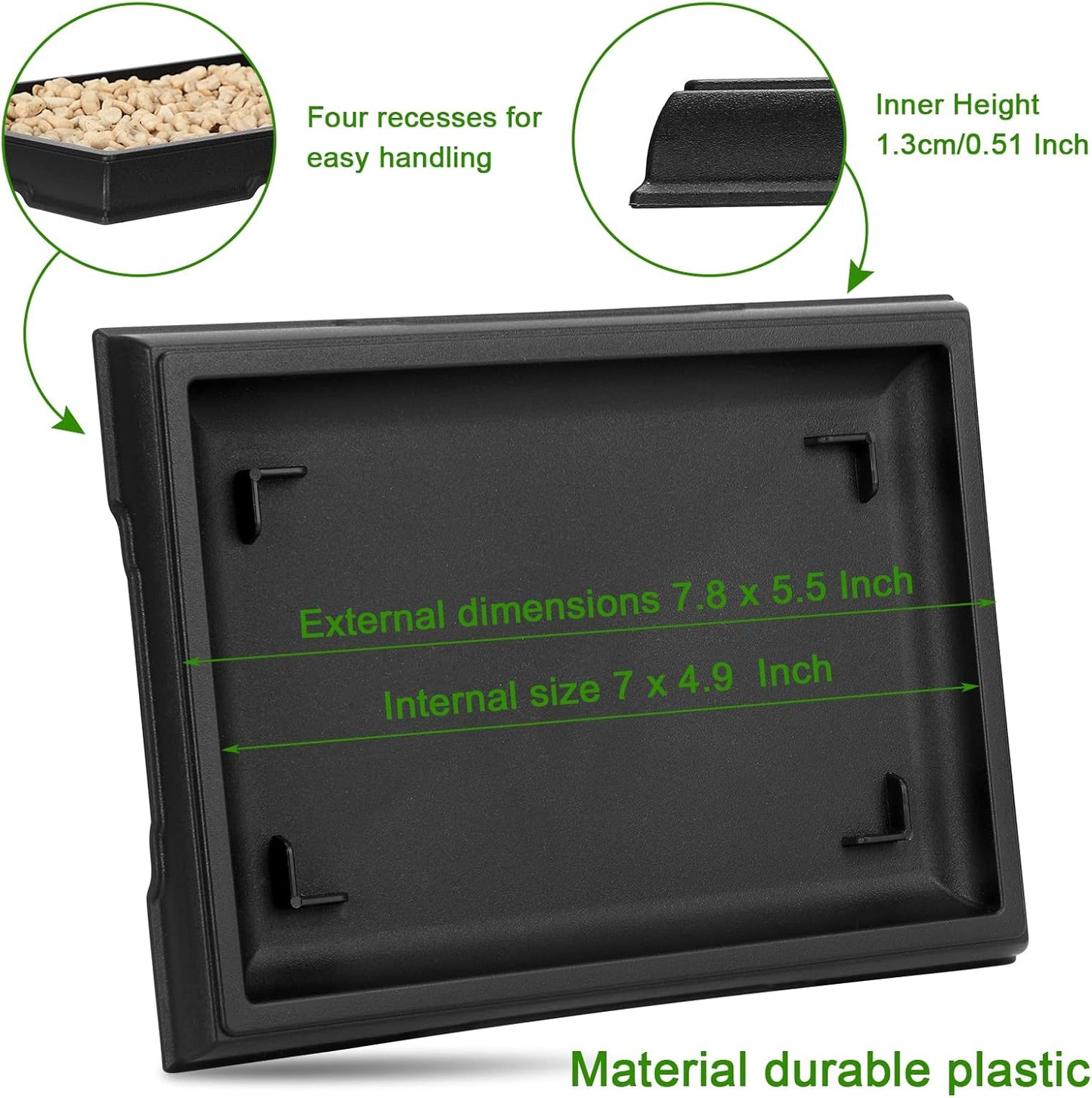 Pinkunn 6 Pcs Bonsai Humidity Tray Drip Tray Plastic Plant Water Catcher Plant Saucers for Indoors and Outdoors Cactus,Succulents,Bonsai Tree,Stone Not Included (7.8 x 5.5 Inch)