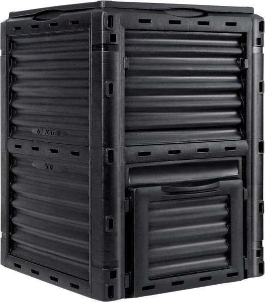 F2C Garden Compost Bin from BPA Free Material -80 Gallon(300 L) Large Compost Bin Aerating Outdoor Compost Box Easy Assembling, Lightweight, Fast Creation of Fertile Soil, Black