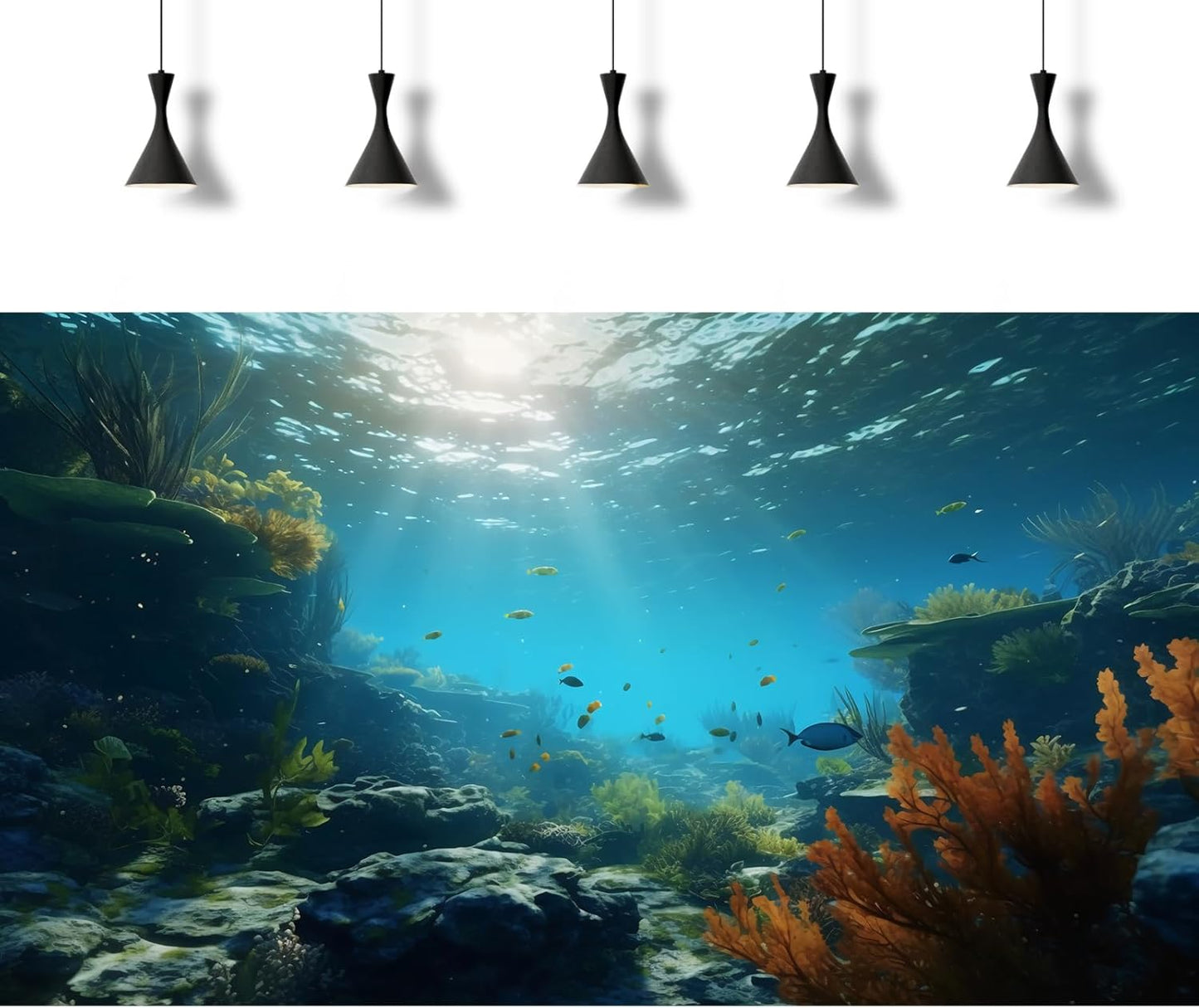 Ocean Floor Fish Tank Background Underwater Rock Aquarium Background Under The Sea Terrarium Backgrounds Aquatic Plants Sunlight Fish Tank Backgrounds Tropical Fish Aquarium Wallpaper 30x12in