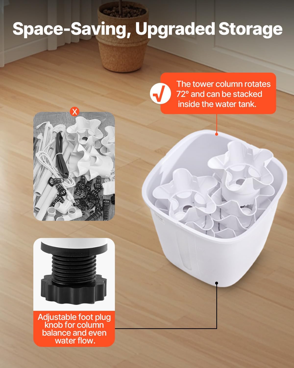 VEVOR Hydroponic Growing System, 30 Pods Vertical 6 Tiers Hydroponic Tower, Home Hydronic Garden with Water Pump & Timer, Water Circulation Plants Germination Kit for Indoor Herbs Fruits & Vegetables