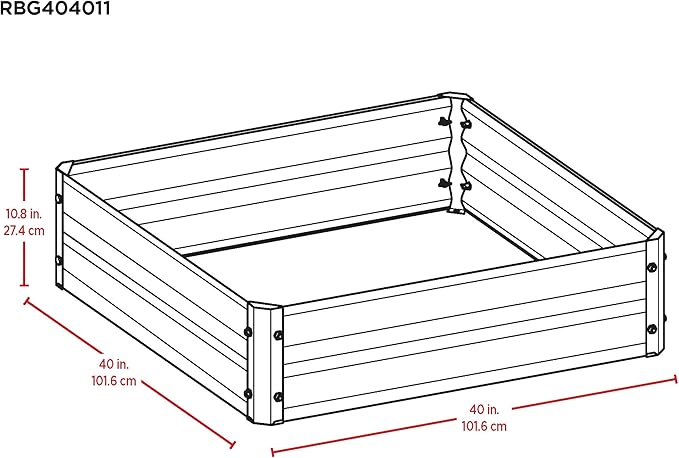 Arrow Sheds GrowIT Galvanized Steel Raised Flower and Plant Bed for The Garden or Greenhouse, 40" x 40" x 11"