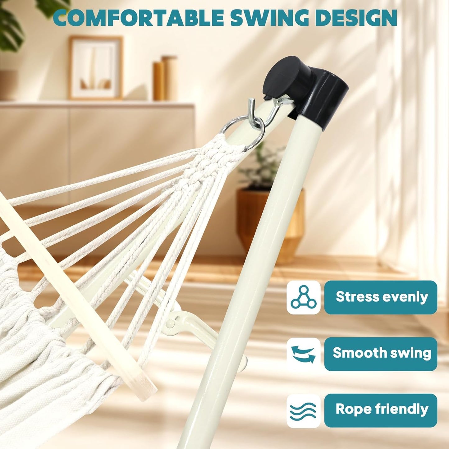 Anyoo 2 in 1 Hammock and Swinging Chair with Collapsible Steel Stand & Carrying Case,Portable & Adjustable,Easy Set Up for Outdoor,Indoor,Porch Swing,Patio,Garden,Camping Trip