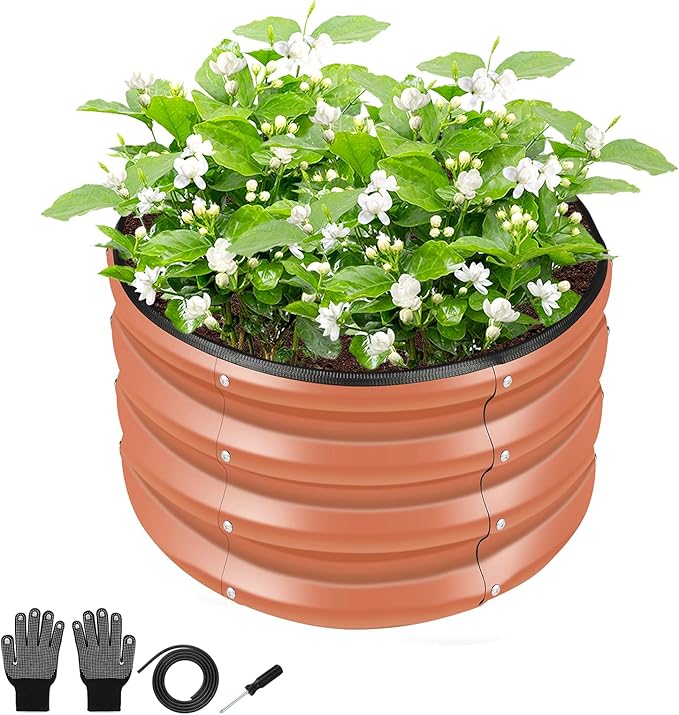 ZXZYHFTY Round Galvanized Raised Garden Bed kit,Pink Outdoor Garden Raised Planter Box, Round Large Metal Raised Garden Beds for Vegetable 2 * 2 * 1ft 1 Pack