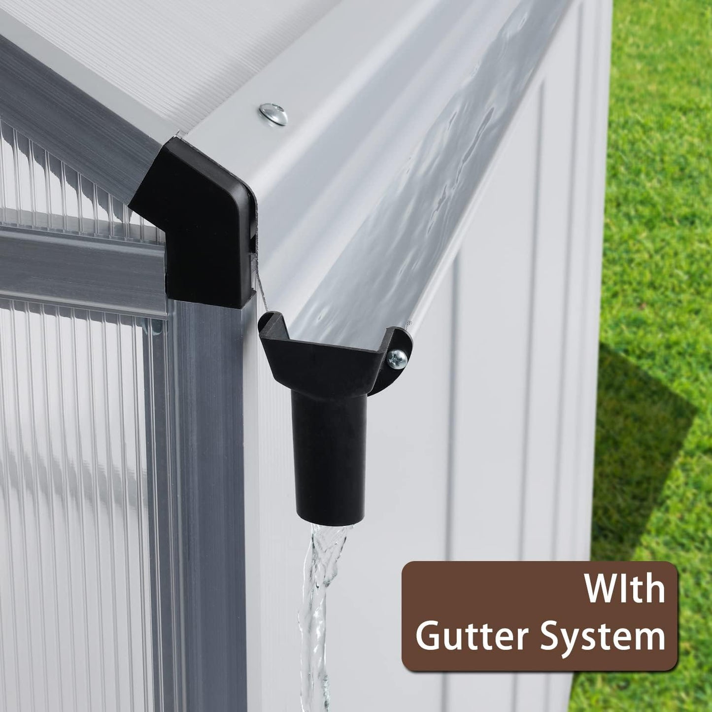 BPS 6x10 FT Walk-in Polycarbonate Greenhouse with Heavy-Duty Aluminum Frame, Vent Windows, and Lockable Door for Outdoor, Patio, Backyard, and Garden