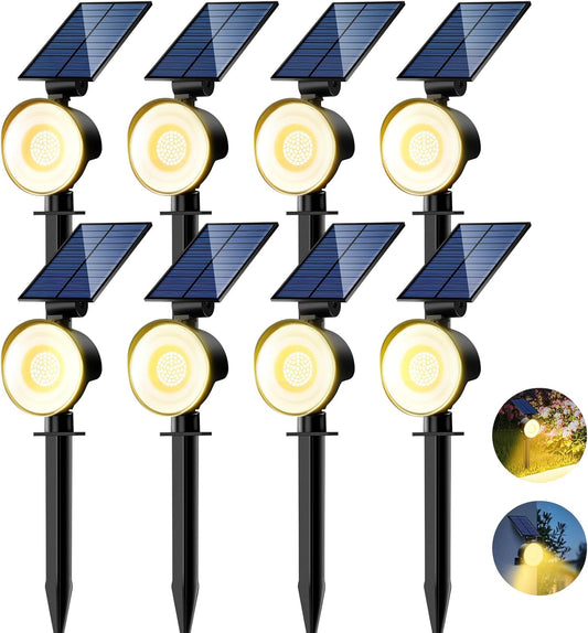 nipify 8 Pack Solar Spot Lights Outdoor Waterproof with 3 Modes, Solar Spotlight Light for Outside Yard Landscape Lighting Pathway Lights Wall,Warm White